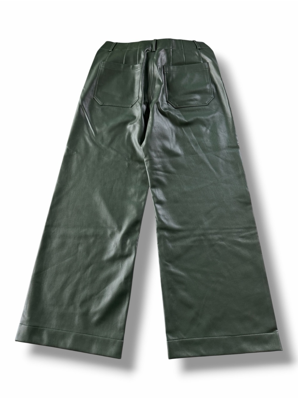 Anthropologie Maeve The Colette Faux Leather Wide Leg Pants Moss Green Size 30 - Picture 6 of 11